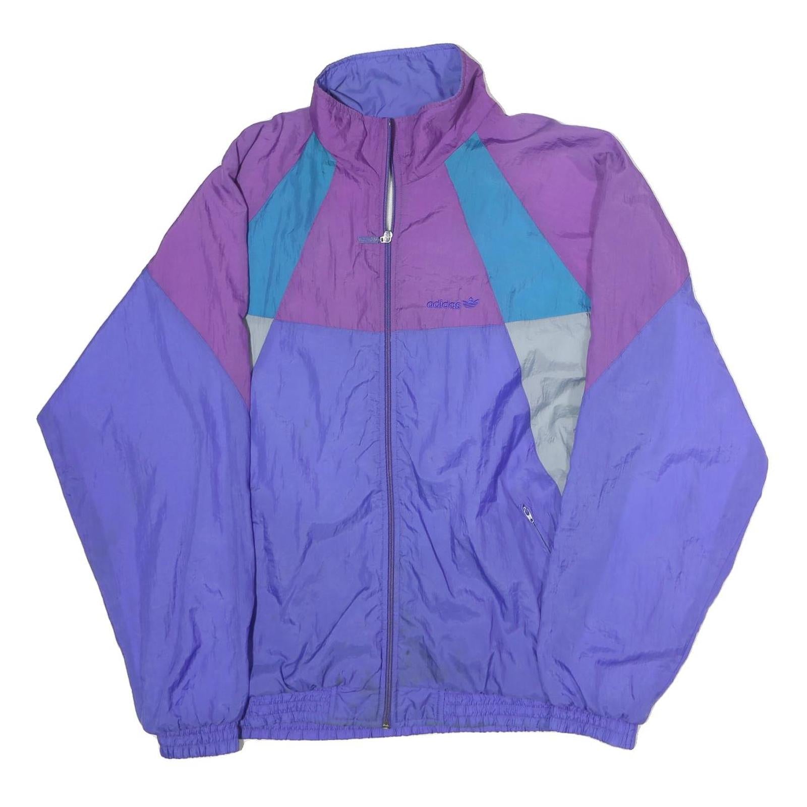 ADIDAS Mens Purple & Blue Colourblock Track Jacket M Polyester Athletic Zip