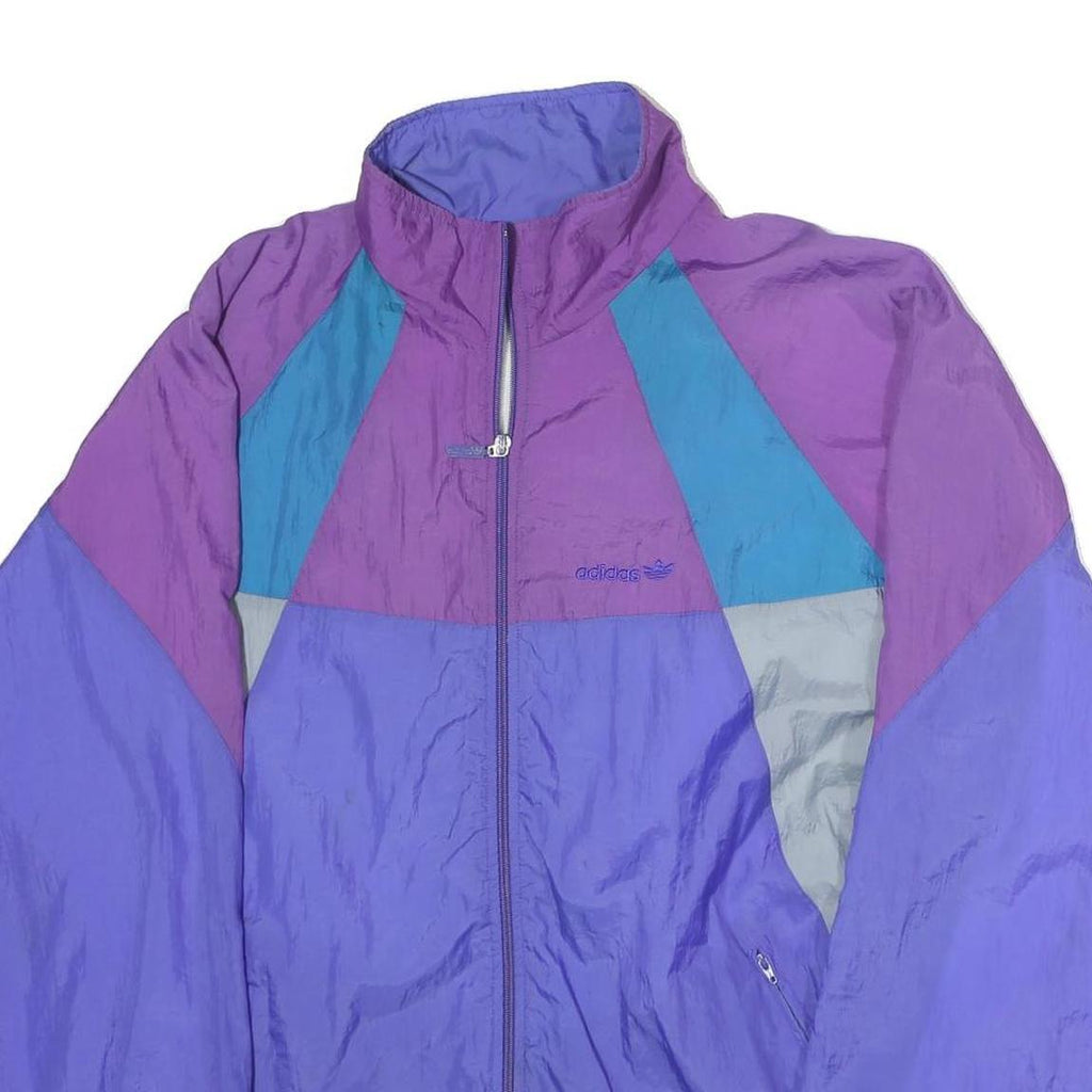 ADIDAS Mens Purple & Blue Colourblock Track Jacket M Polyester Athletic Zip
