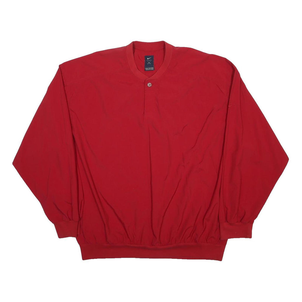 NIKE Mens Red Crew Neck 2XL Lightweight Nylon Sweatshirt Pullover