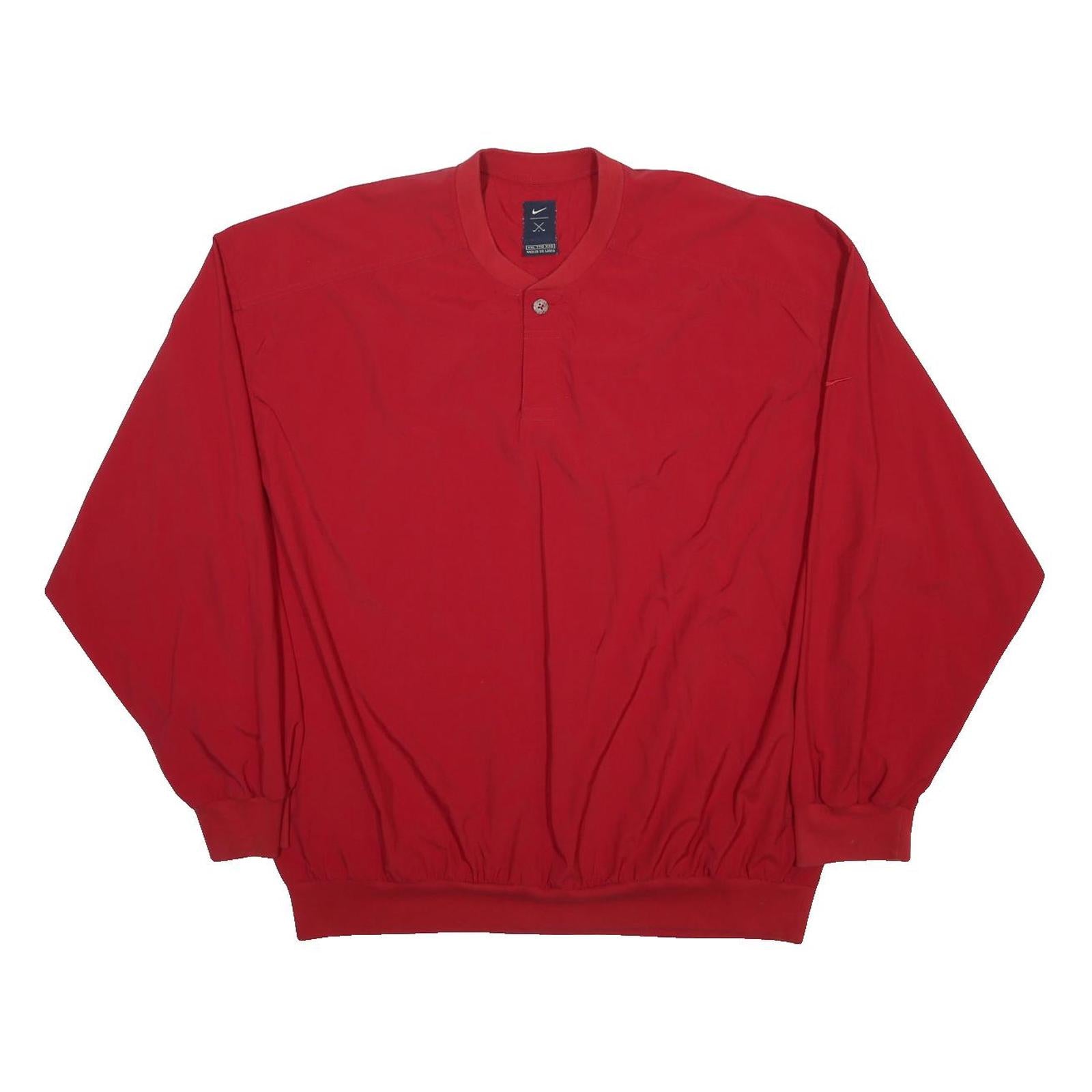 NIKE Mens Red Crew Neck 2XL Lightweight Nylon Sweatshirt Pullover