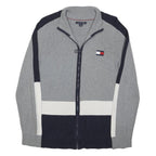 TOMMY HILFIGER Womens Grey Navy White Patterned Zip Up Cotton Blend Jumper M
