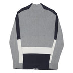 TOMMY HILFIGER Womens Grey Navy White Patterned Zip Up Cotton Blend Jumper M