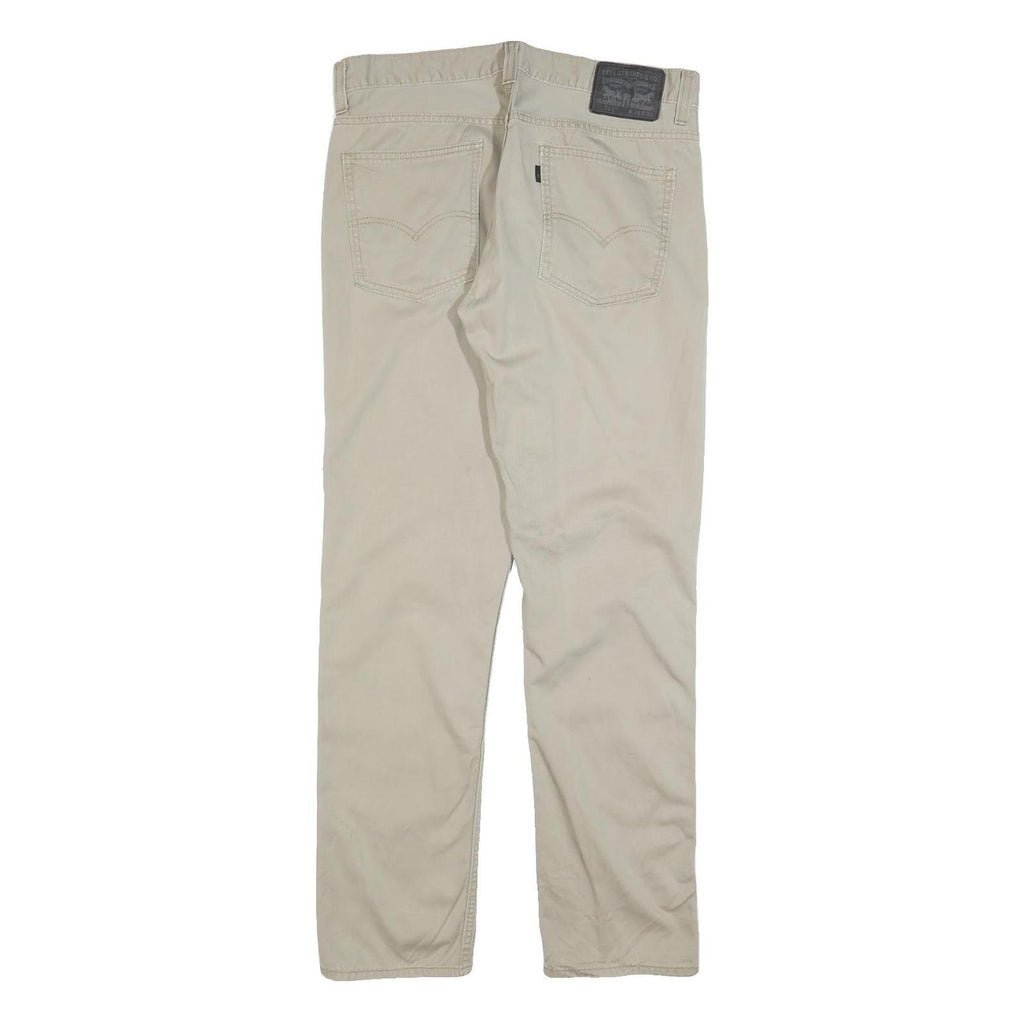 LEVI'S Mens Slim Beige Cotton Blend Trousers W34 L31 Zip Closure Classic Fit