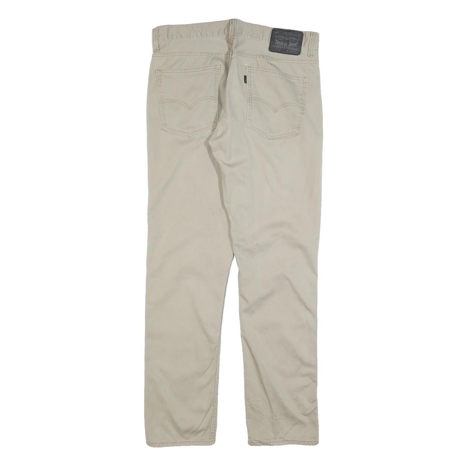 LEVI'S Mens Slim Beige Cotton Blend Trousers W34 L31 Zip Closure Classic Fit
