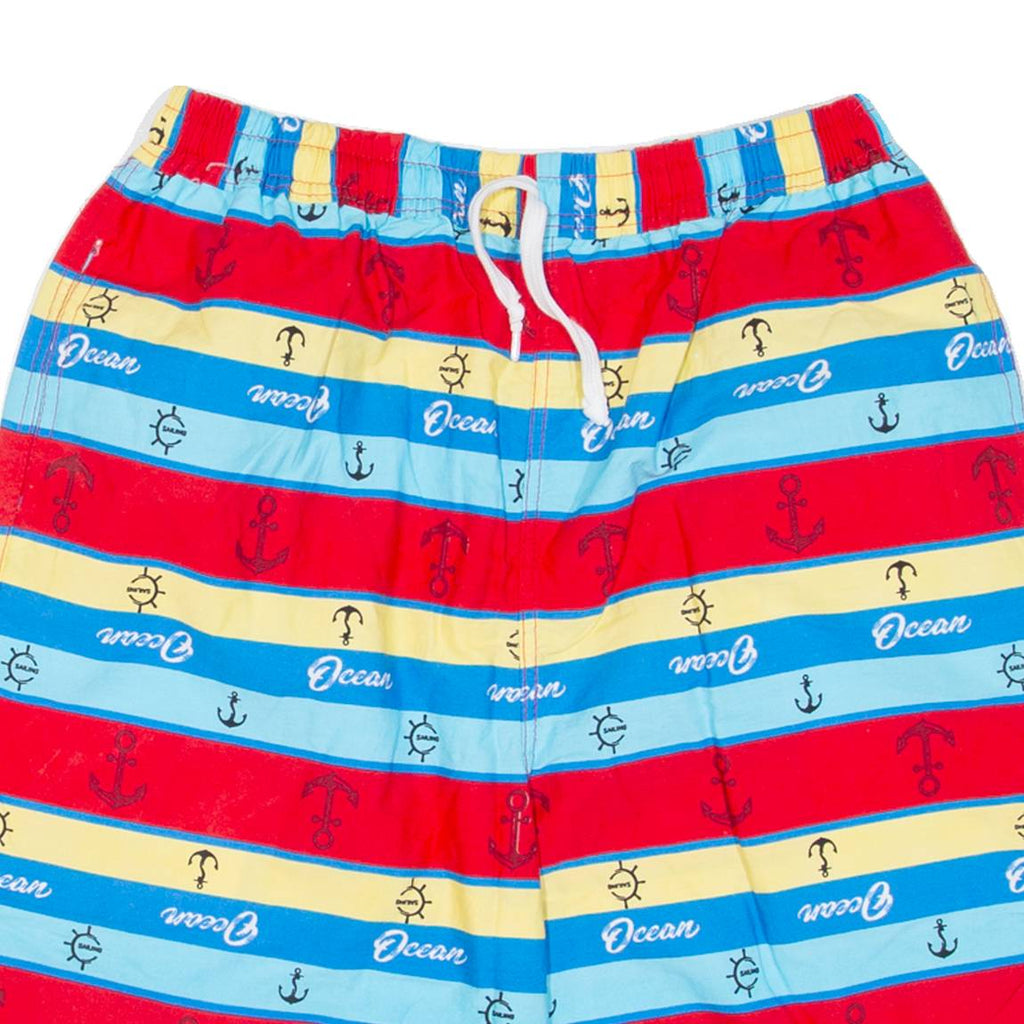Mens Casual Shorts Red Striped L W28