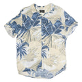 JEAN PASCAL Mens Blue & Beige Cotton XL Tropical Print Shirt Summer Casual