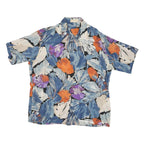 BONNEY & GORDAN Mens Blue & Orange Floral Pattern Shirt L Lightweight Summer
