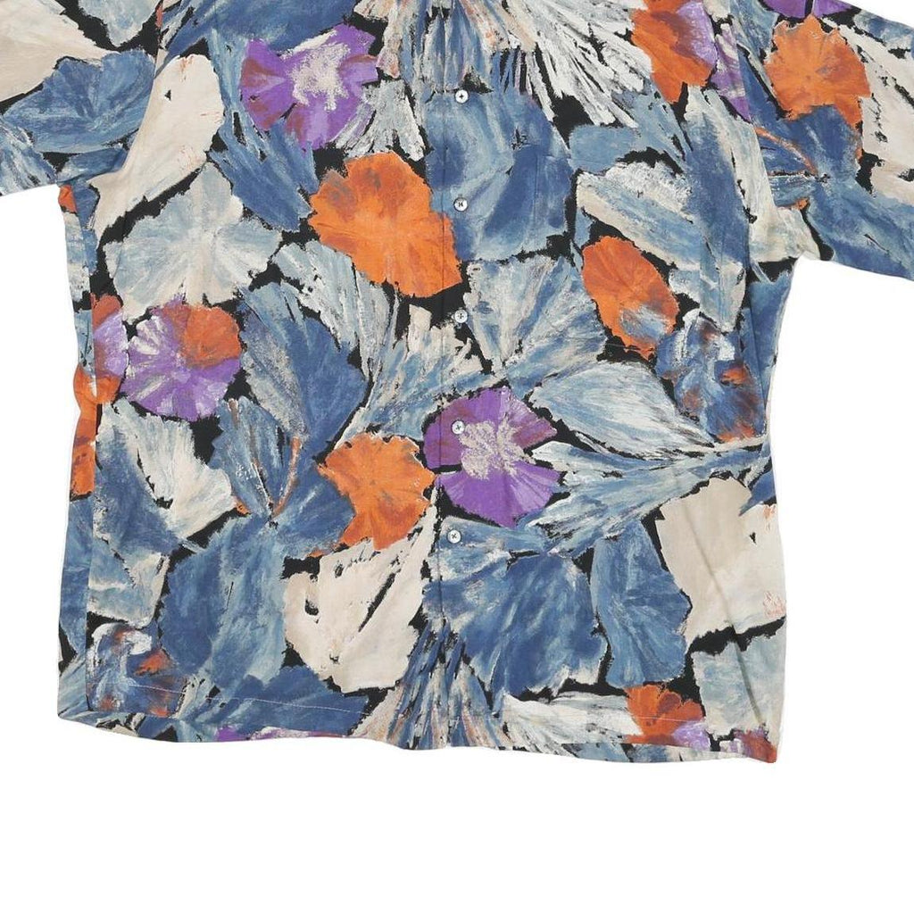 BONNEY & GORDAN Mens Blue & Orange Floral Pattern Shirt L Lightweight Summer