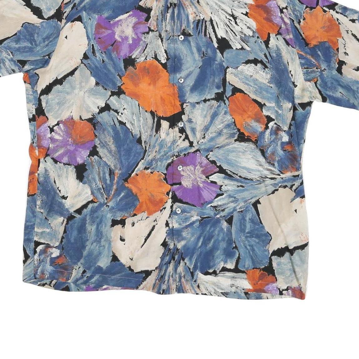 BONNEY & GORDAN Mens Blue & Orange Floral Pattern Shirt L Lightweight Summer