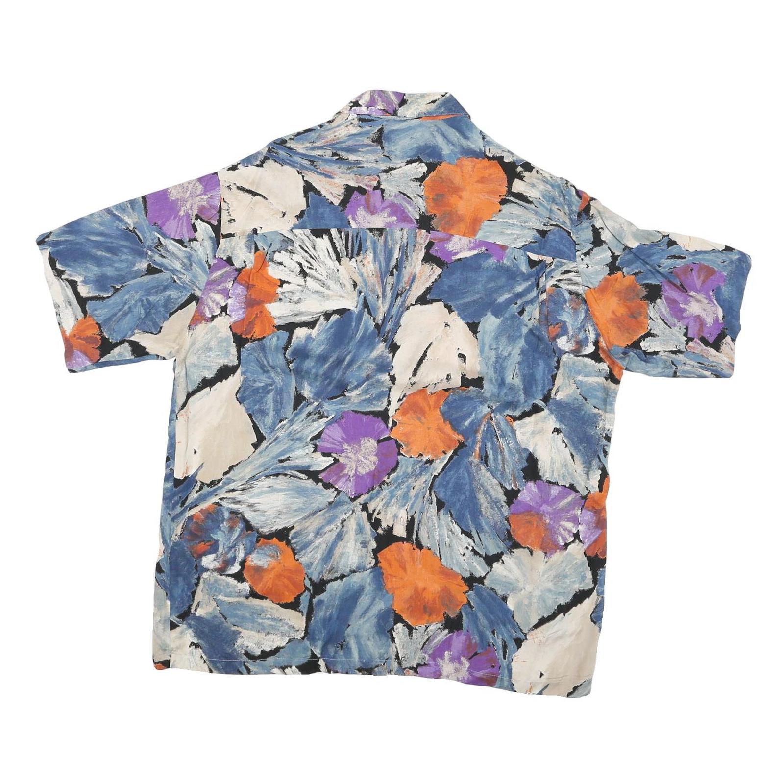 BONNEY & GORDAN Mens Blue & Orange Floral Pattern Shirt L Lightweight Summer