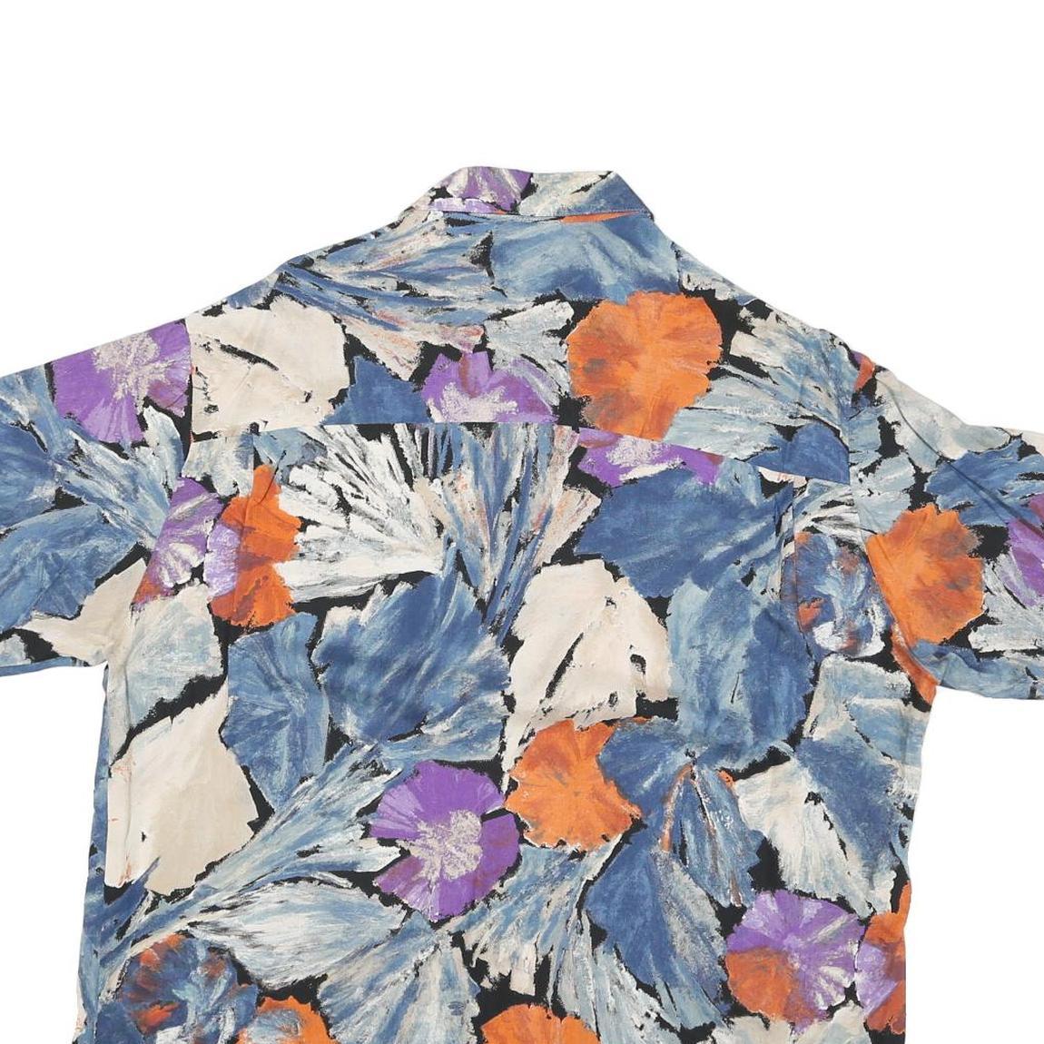 BONNEY & GORDAN Mens Blue & Orange Floral Pattern Shirt L Lightweight Summer