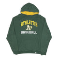 FANATICS Mens Green & Yellow Athletics Baseball Hoodie L Cotton Blend Pullover