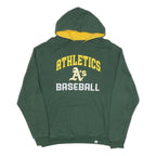 FANATICS Mens Green & Yellow Athletics Baseball Hoodie L Cotton Blend Pullover