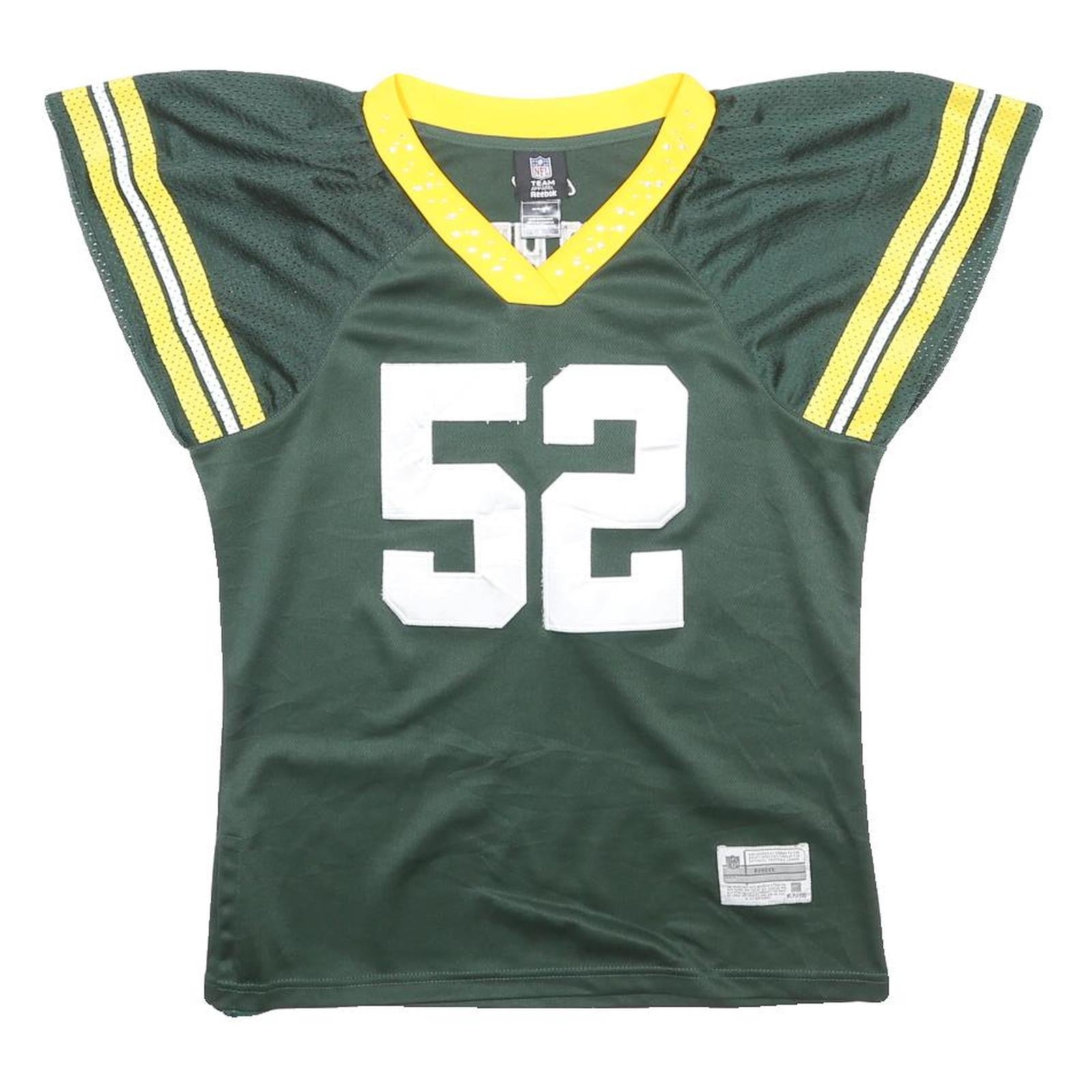 REEBOK Womens Green Yellow NFL 52 Matthews Football Shirt XL Short Sleeve V-Neck