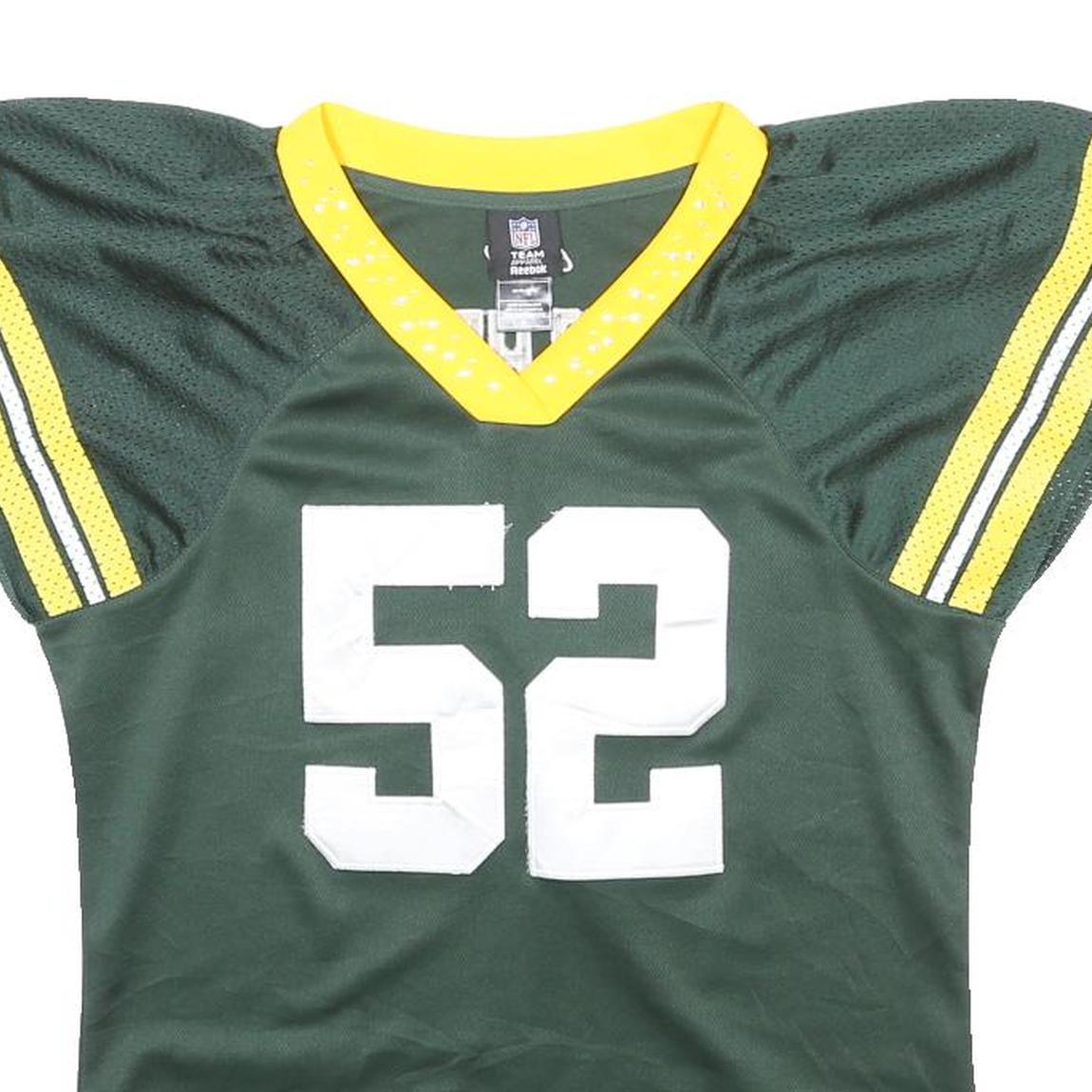 REEBOK Womens Green Yellow NFL 52 Matthews Football Shirt XL Short Sleeve V-Neck