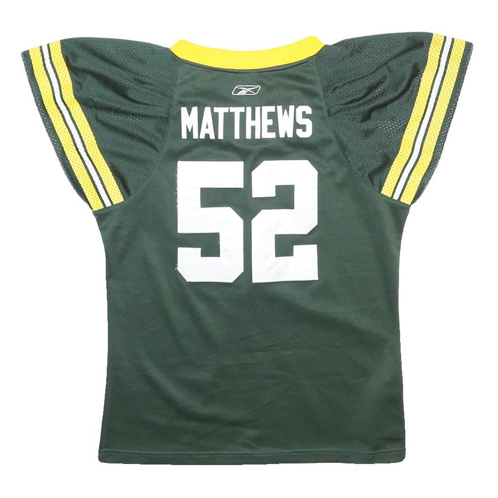 REEBOK Womens Green Yellow NFL 52 Matthews Football Shirt XL Short Sleeve V-Neck
