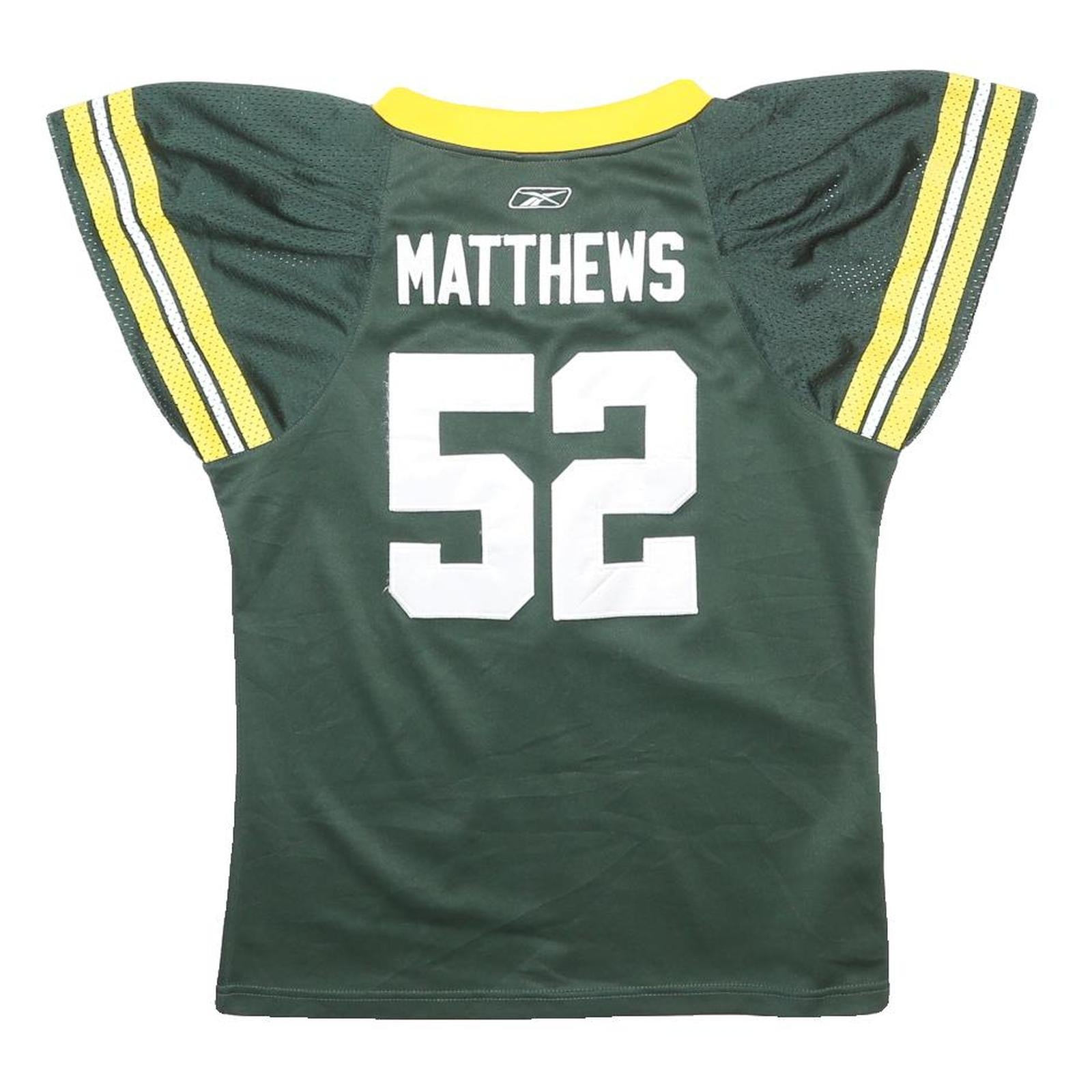 REEBOK Womens Green Yellow NFL 52 Matthews Football Shirt XL Short Sleeve V-Neck