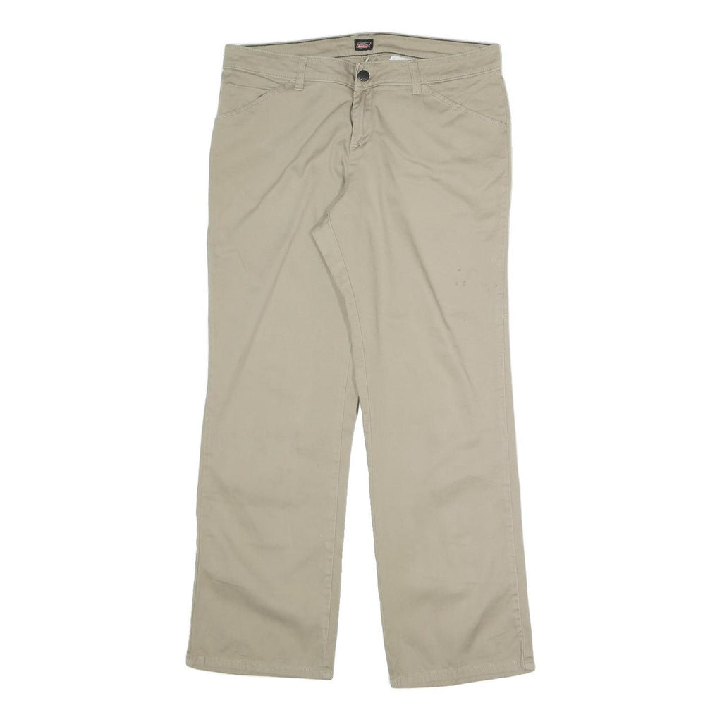DICKIES Womens Cotton Blend Beige Regular Straight Trousers W31 L27 Casual Wear