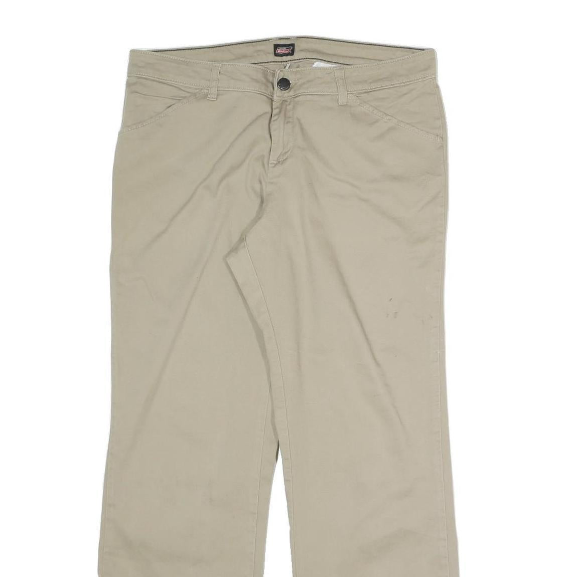 DICKIES Womens Cotton Blend Beige Regular Straight Trousers W31 L27 Casual Wear
