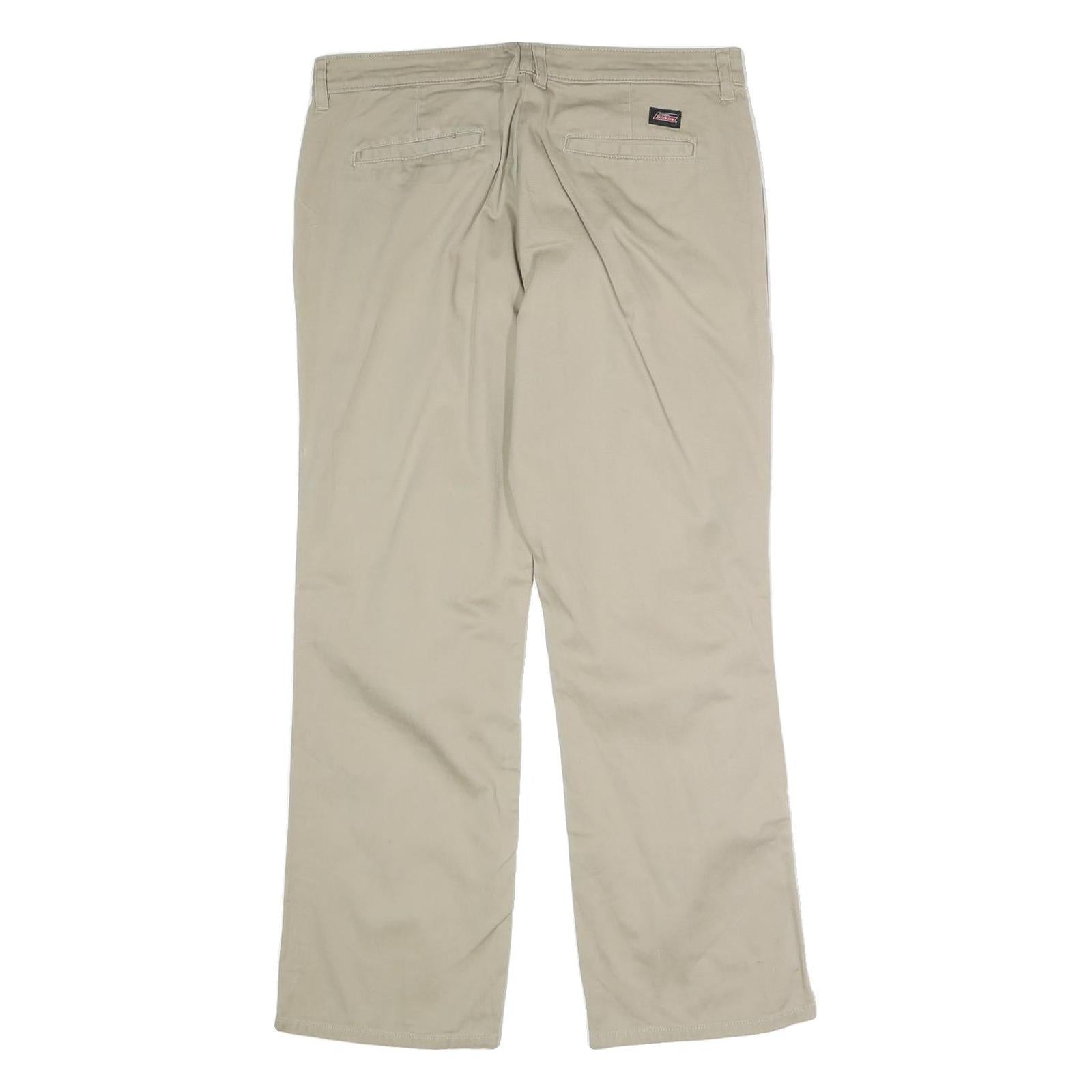 DICKIES Womens Cotton Blend Beige Regular Straight Trousers W31 L27 Casual Wear