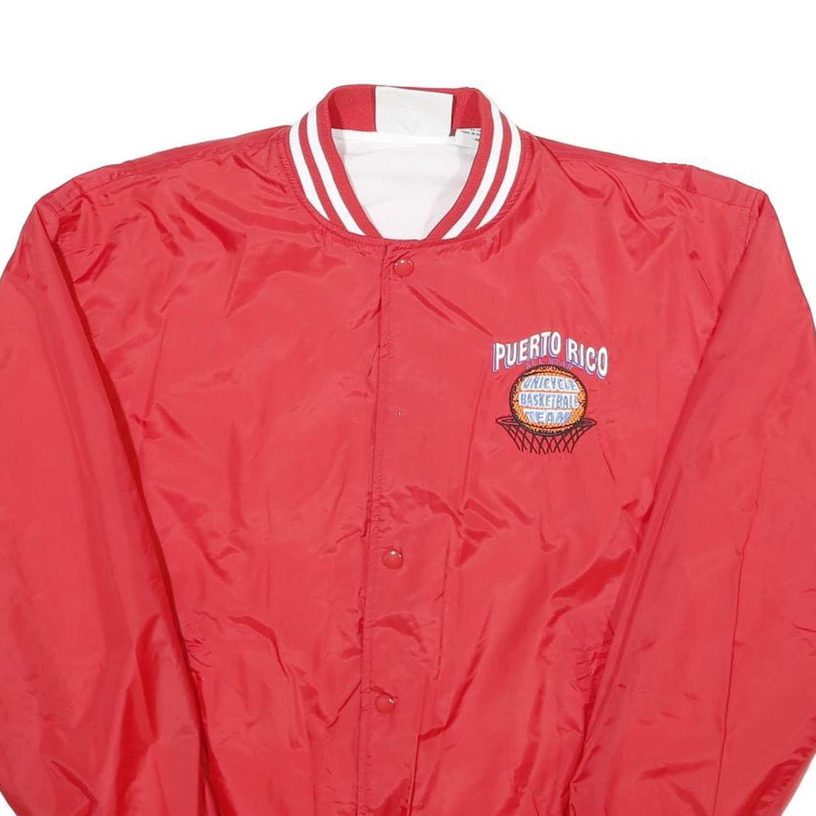 CARDINAL Mens Red Puerto Rico Basketball All Star Button Nylon Jacket M