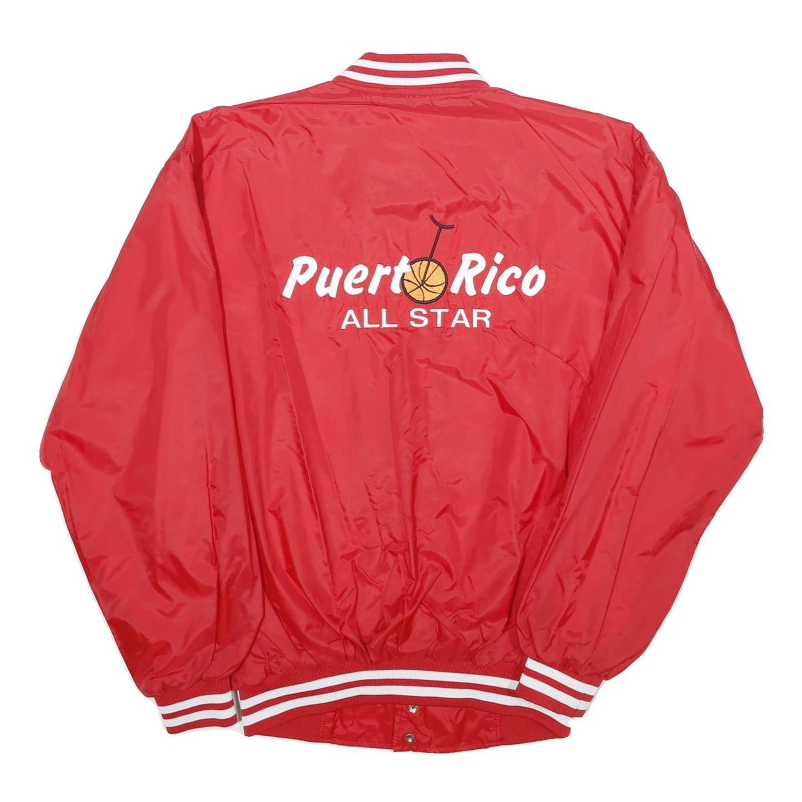 CARDINAL Mens Red Puerto Rico Basketball All Star Button Nylon Jacket M