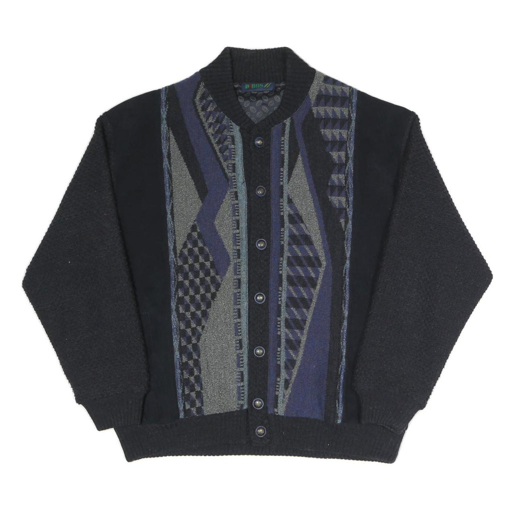 DIRO'S Mens Black Button Jacket XL Cotton Blend Patterned Winter Outerwear