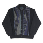 DIRO'S Mens Black Button Jacket XL Cotton Blend Patterned Winter Outerwear
