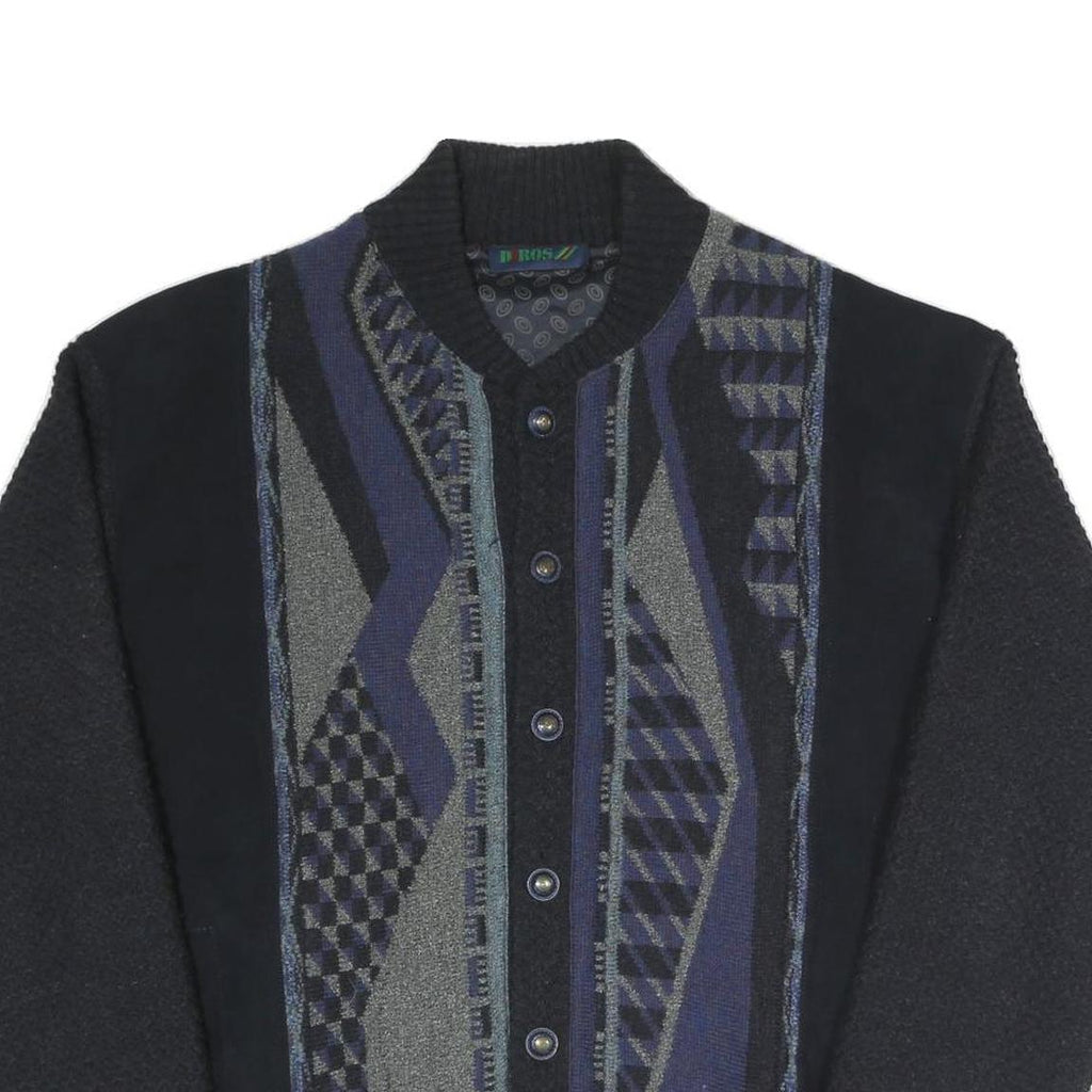 DIRO'S Mens Black Button Jacket XL Cotton Blend Patterned Winter Outerwear