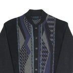 DIRO'S Mens Black Button Jacket XL Cotton Blend Patterned Winter Outerwear