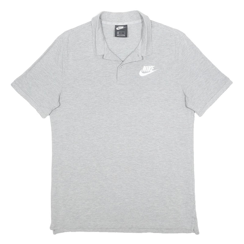 NIKE Mens Grey Short Sleeve Plain Polo Shirt M Cotton Casual Sportswear