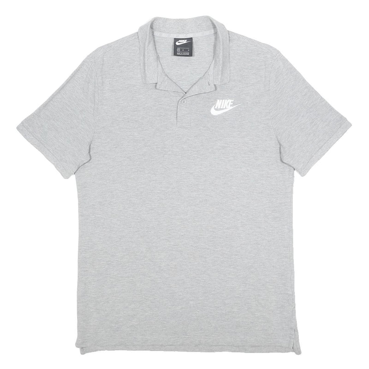 NIKE Mens Grey Short Sleeve Plain Polo Shirt M Cotton Casual Sportswear