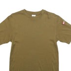 Mens Beige Plain Polyester Blend T-Shirt M Short Sleeve Crew Neck Simple Design