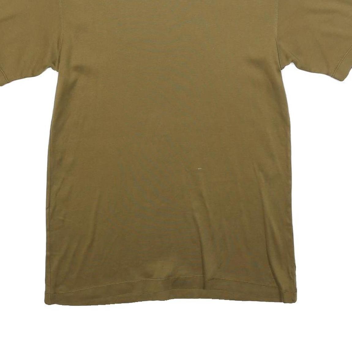 Mens Beige Plain Polyester Blend T-Shirt M Short Sleeve Crew Neck Simple Design