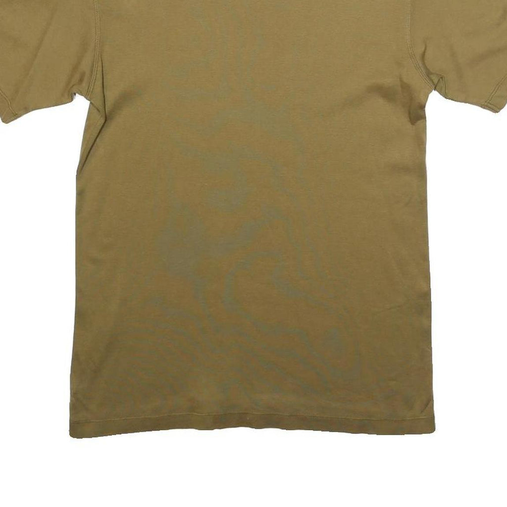 Mens Beige Plain Polyester Blend T-Shirt M Short Sleeve Crew Neck Simple Design