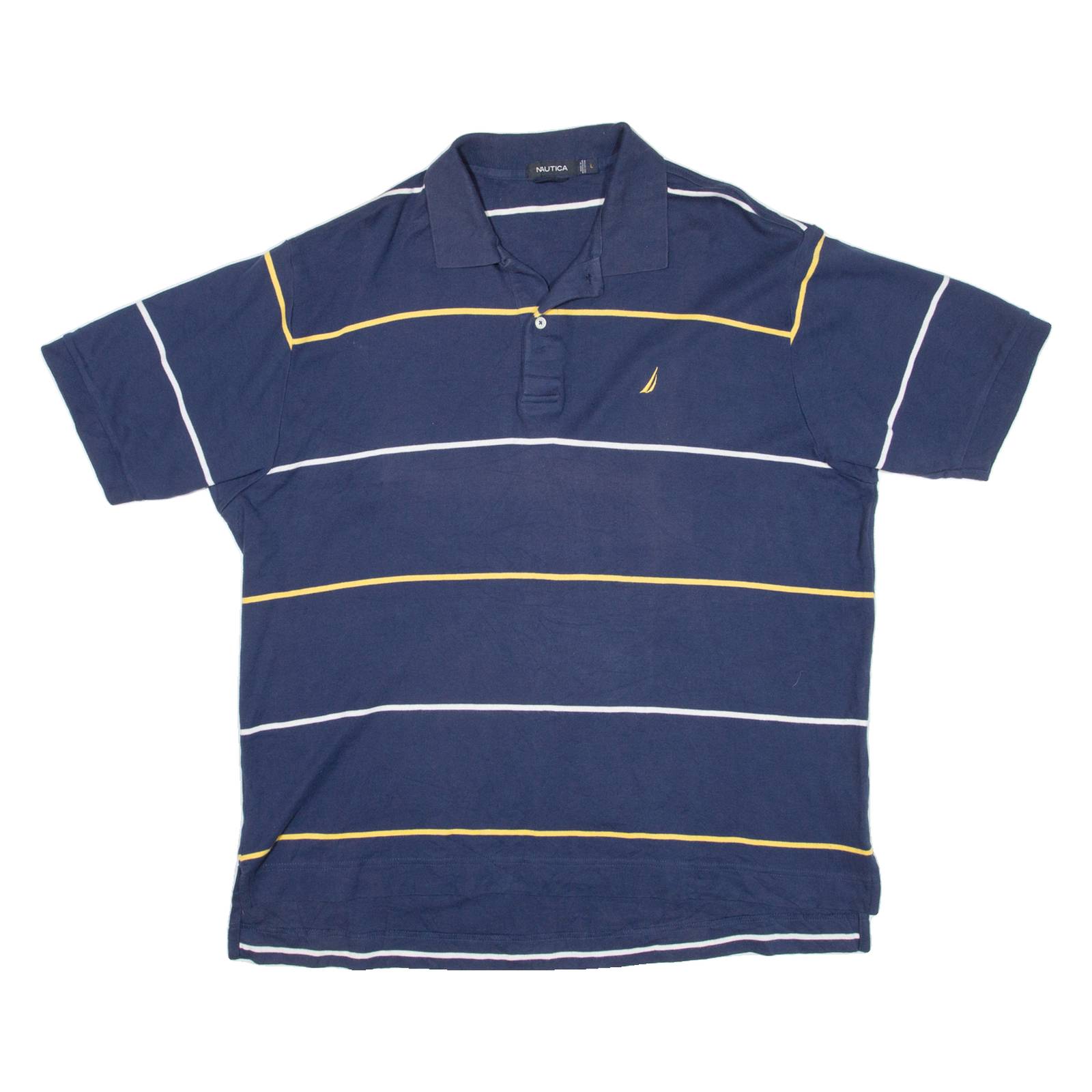 NAUTICA Mens Polo Shirt Blue Striped L