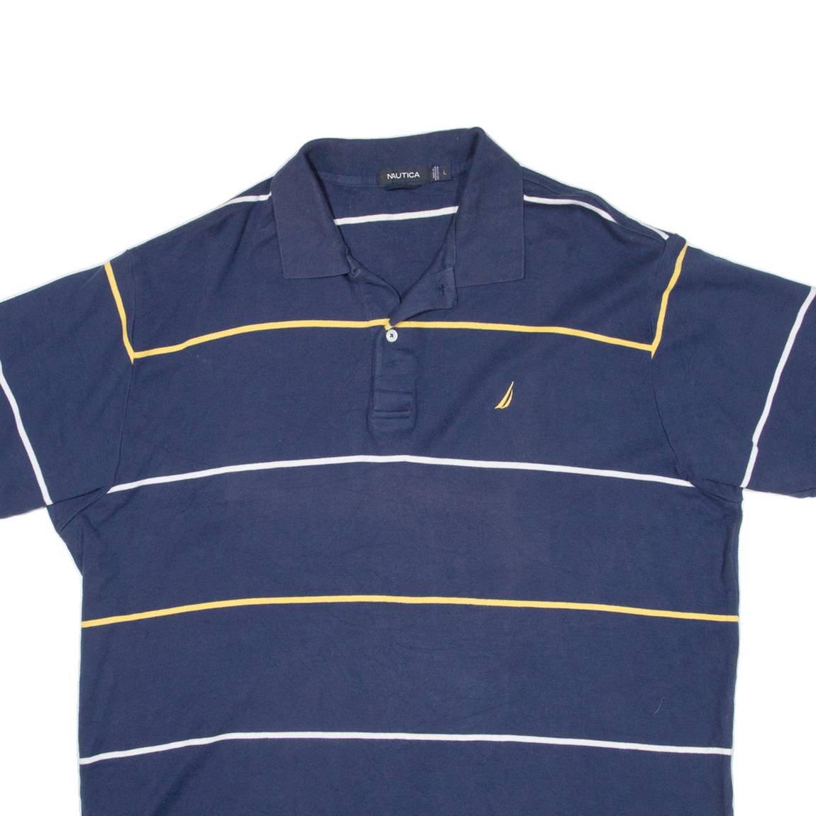 NAUTICA Mens Polo Shirt Blue Striped L