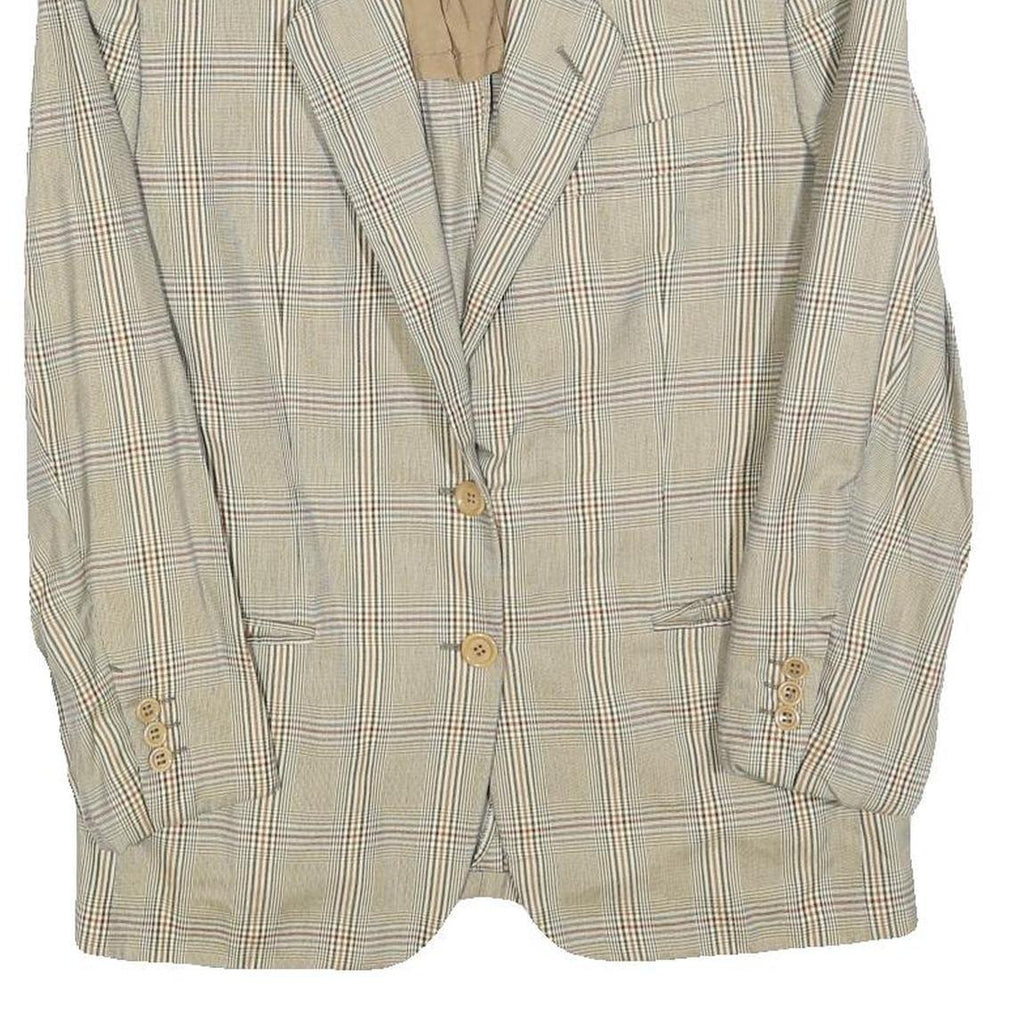 ANTONIO FUSCO Womens Beige Check Blazer Jacket M Woven Button Closure Tailored