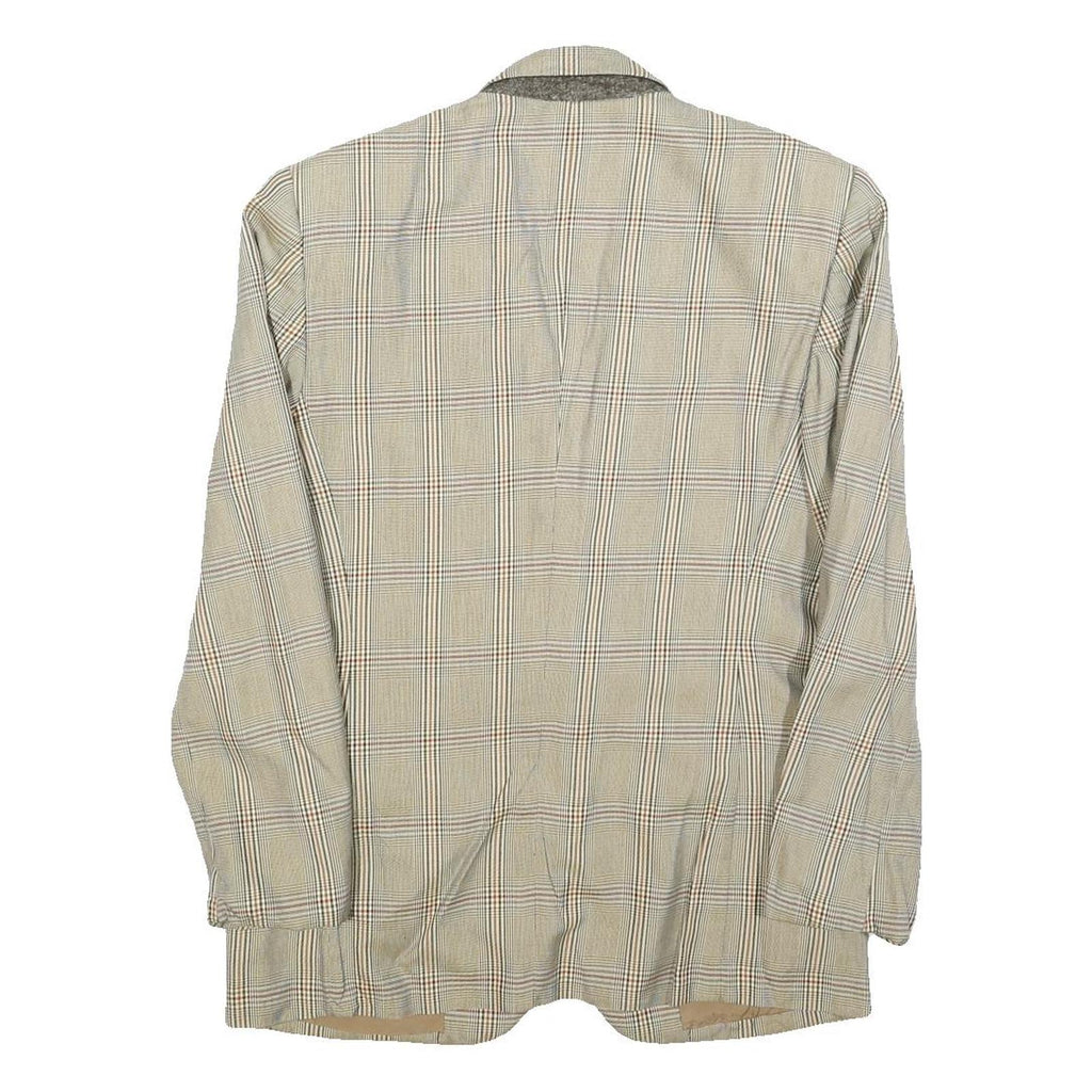 ANTONIO FUSCO Womens Beige Check Blazer Jacket M Woven Button Closure Tailored