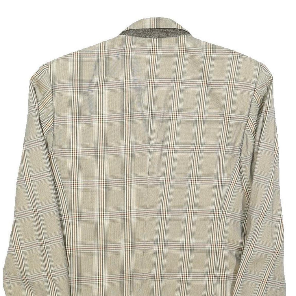 ANTONIO FUSCO Womens Beige Check Blazer Jacket M Woven Button Closure Tailored