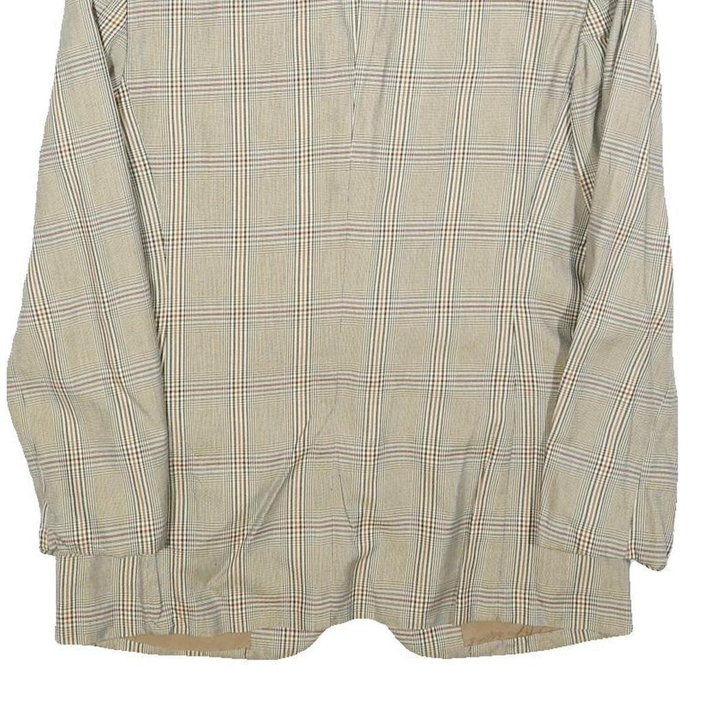 ANTONIO FUSCO Womens Beige Check Blazer Jacket M Woven Button Closure Tailored