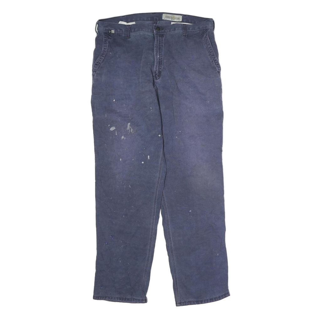 CARHARTT Mens Cotton Blend Blue Regular Straight Trousers W38 L36 Workwear