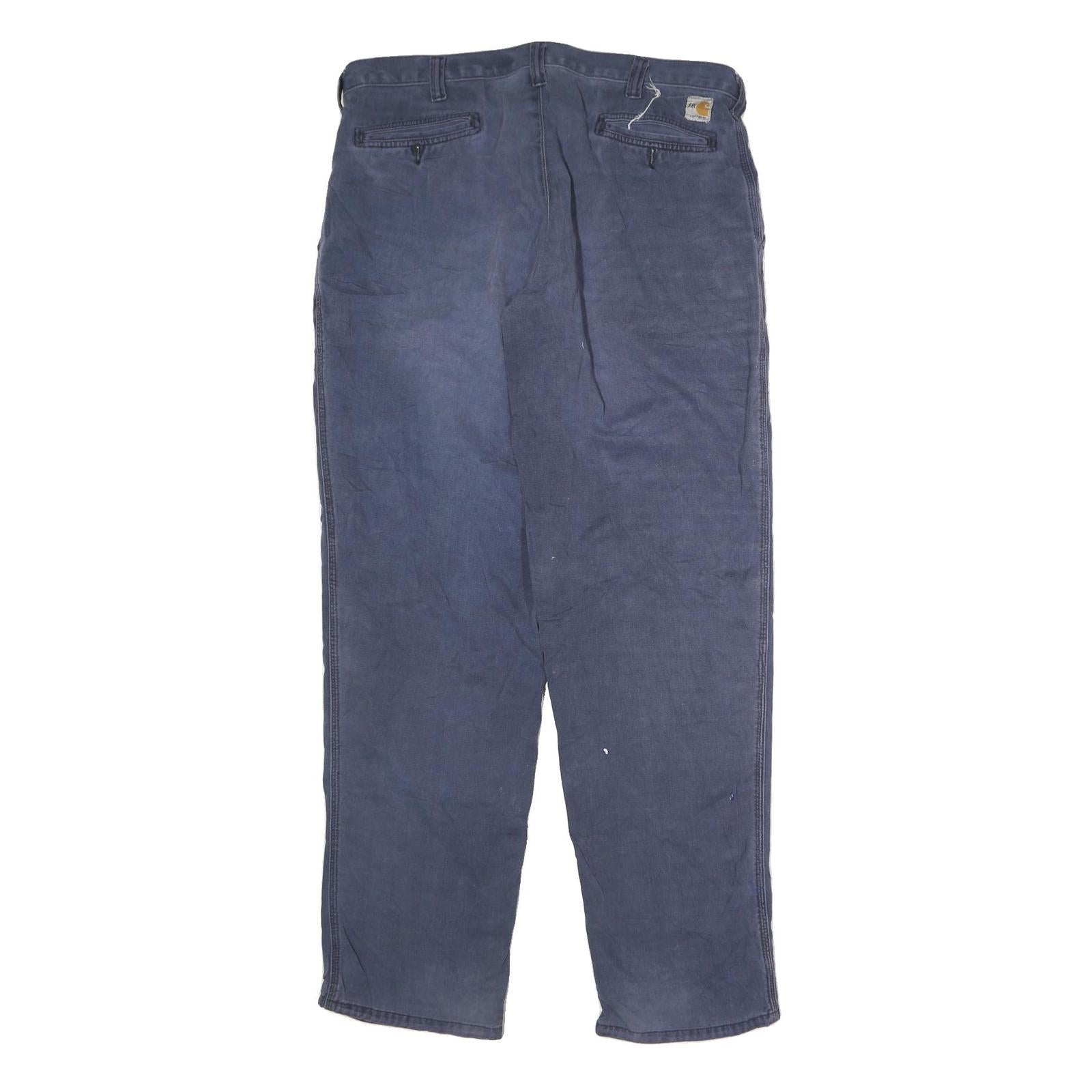CARHARTT Mens Cotton Blend Blue Regular Straight Trousers W38 L36 Workwear