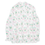 Womens Printed Shirt White Collared Long Sleeve Floral S