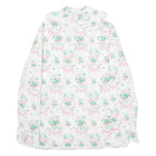 Womens Printed Shirt White Collared Long Sleeve Floral S