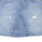 TRUE RELIGION Womens Blue Denim Mini Cotton Blend Skirt XS Distressed Casual