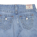 TRUE RELIGION Womens Blue Denim Mini Cotton Blend Skirt XS Distressed Casual