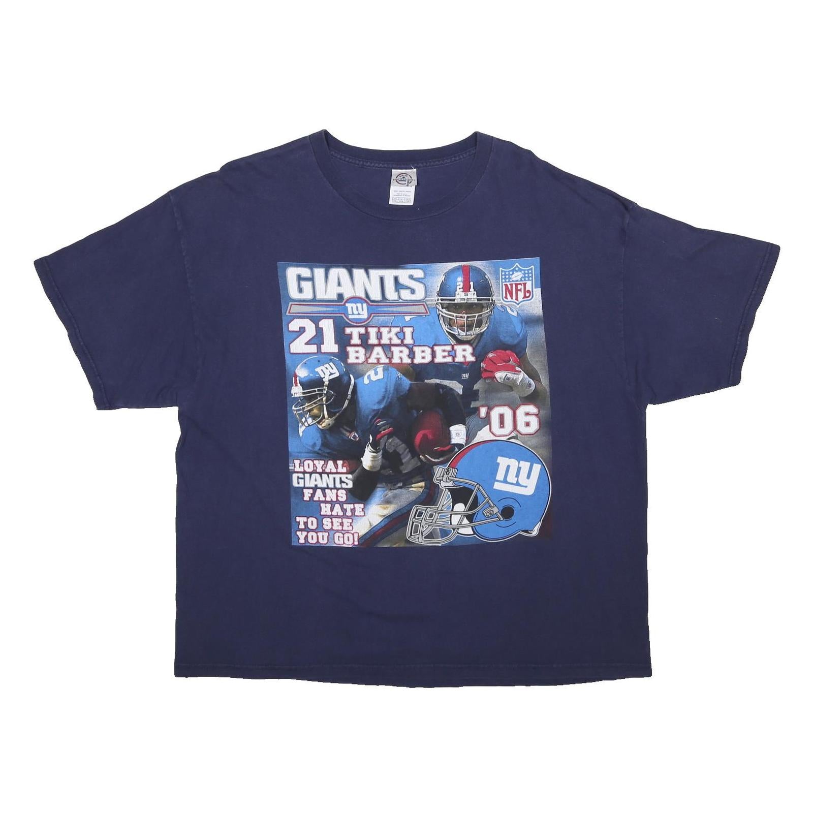 DELTA Mens Blue Giants NFL T-Shirt 2XL Short Sleeve Crew Neck Tiki Barber