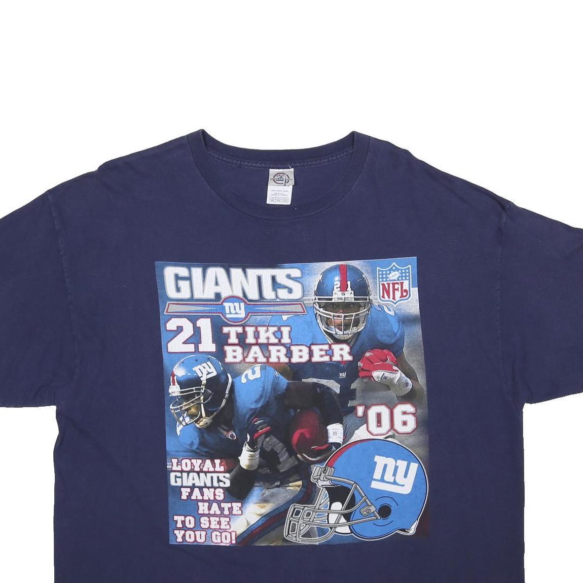 DELTA Mens Blue Giants NFL T-Shirt 2XL Short Sleeve Crew Neck Tiki Barber