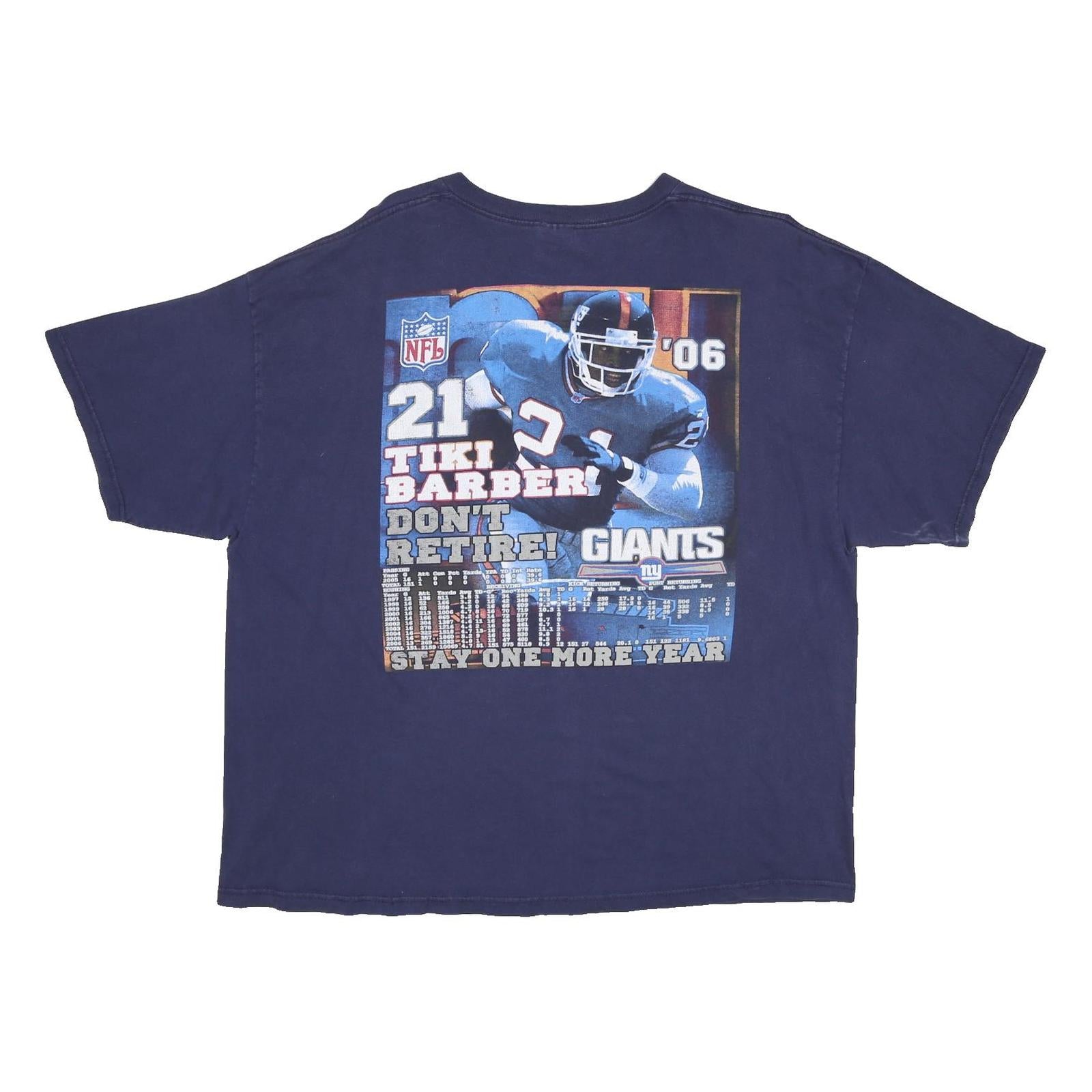 DELTA Mens Blue Giants NFL T-Shirt 2XL Short Sleeve Crew Neck Tiki Barber